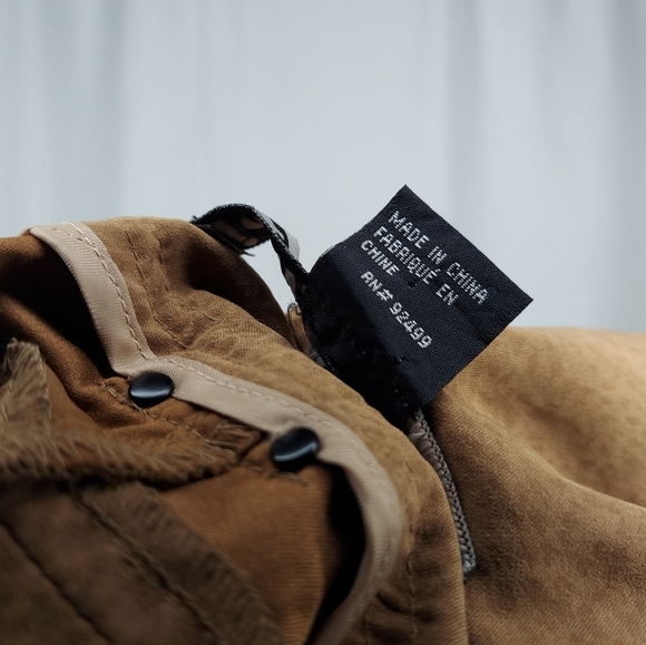 Jamie Sadock Vintage Cargo Shorts Womens 6 Brown Animal Faux Suede Zip Y2K - Picture 7 of 8